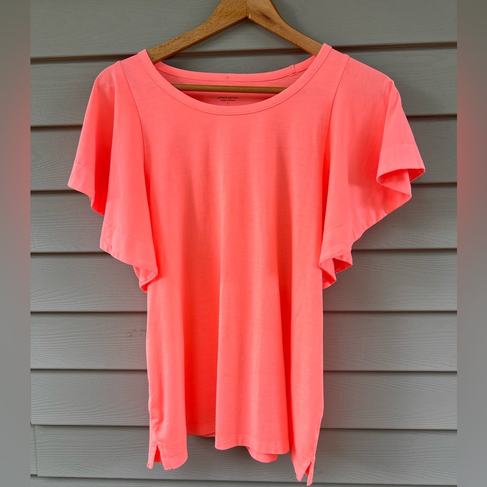 Banana Republic Bright Orange Flutter Sleeve Top | Size Large